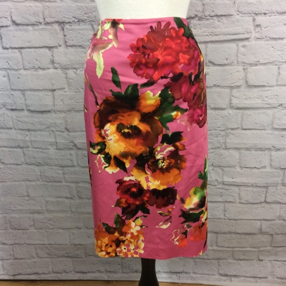 Talbots Dresses & Skirts - Talbots pink with flowers midi pencil skirt